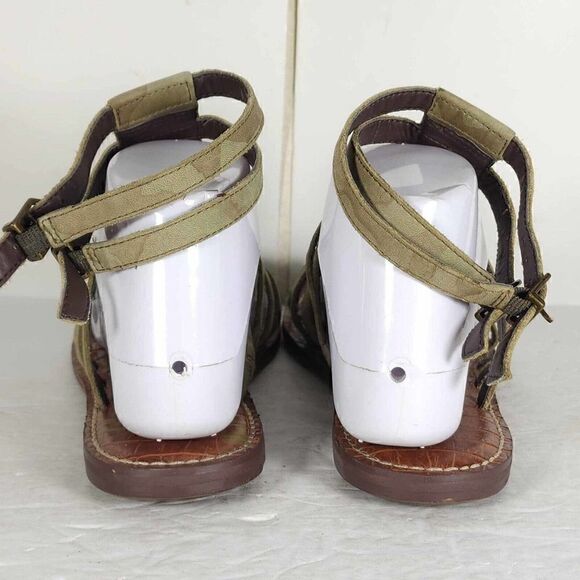 Sam Edelman Women's Gilda US8 Leather Green Camo Strappy Roman Gladiator Sandals - Picture 10 of 12